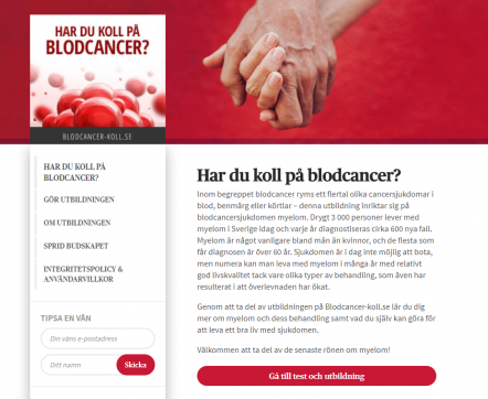 Gå till upplysningskampanjen Blodcancer-koll.se om blodcancerformen myelom